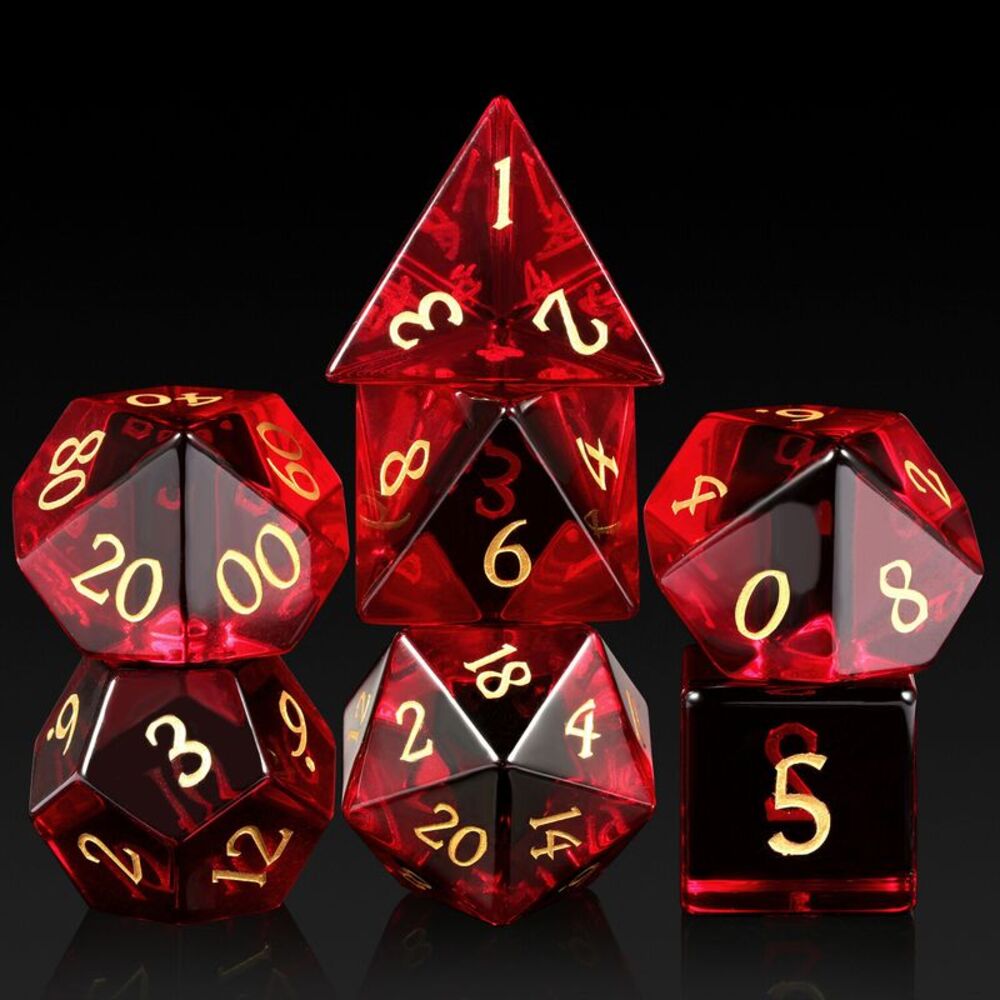 Glass Dice Ruby Zircon 7pcs Set COLLECTIBLES